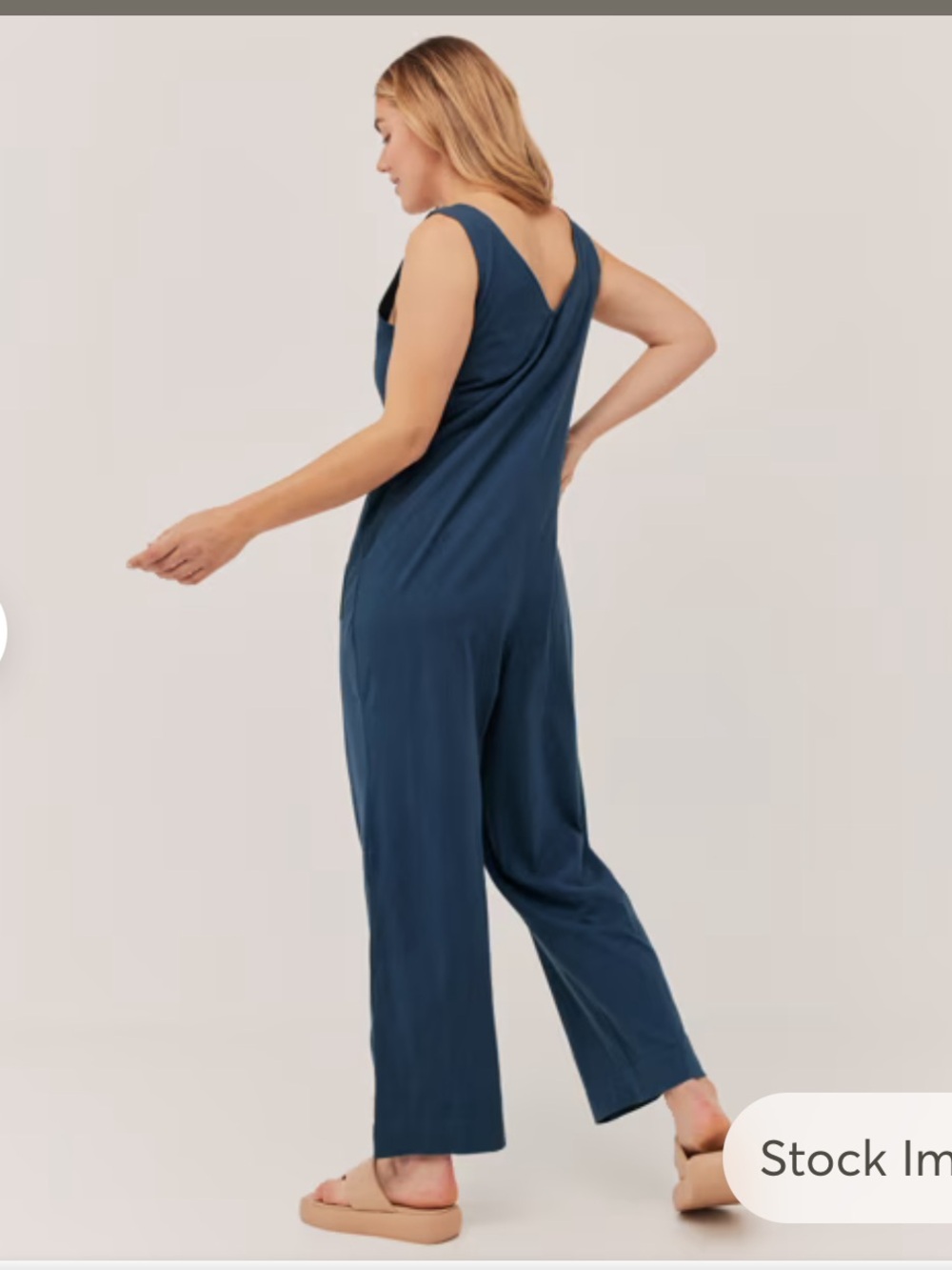 Pact Women's blue Sleeveless Wide-Leg Jumpsuit, size small - Picture 4 of 9